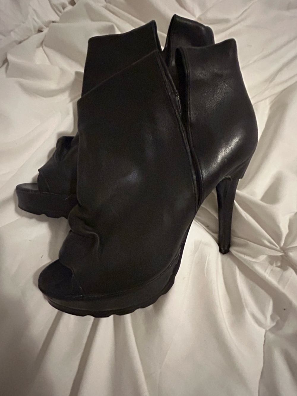 Dolce Vita Black Peep-Toe Stiletto Ankle Booties